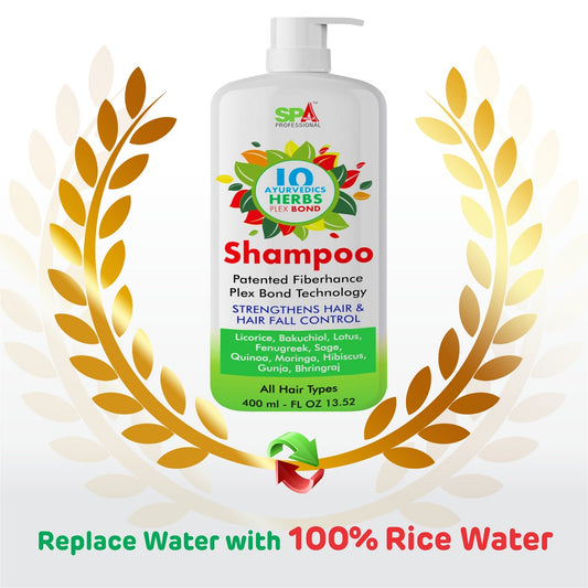 10 Herbs Anti Hair Fall Bond Shampoo (Replace Water with 100% Rice Water), Prevent Hair Fall, Bond repair, Dry Scalp and Frizz 400ml