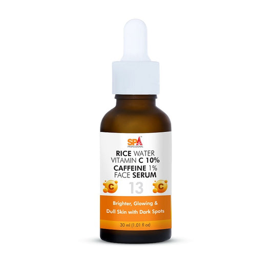 Vitamin C 10%-Caffeine 1% & Rice Water- Face Serum-Brightener, glowing, dull skin, dark spot-30ml