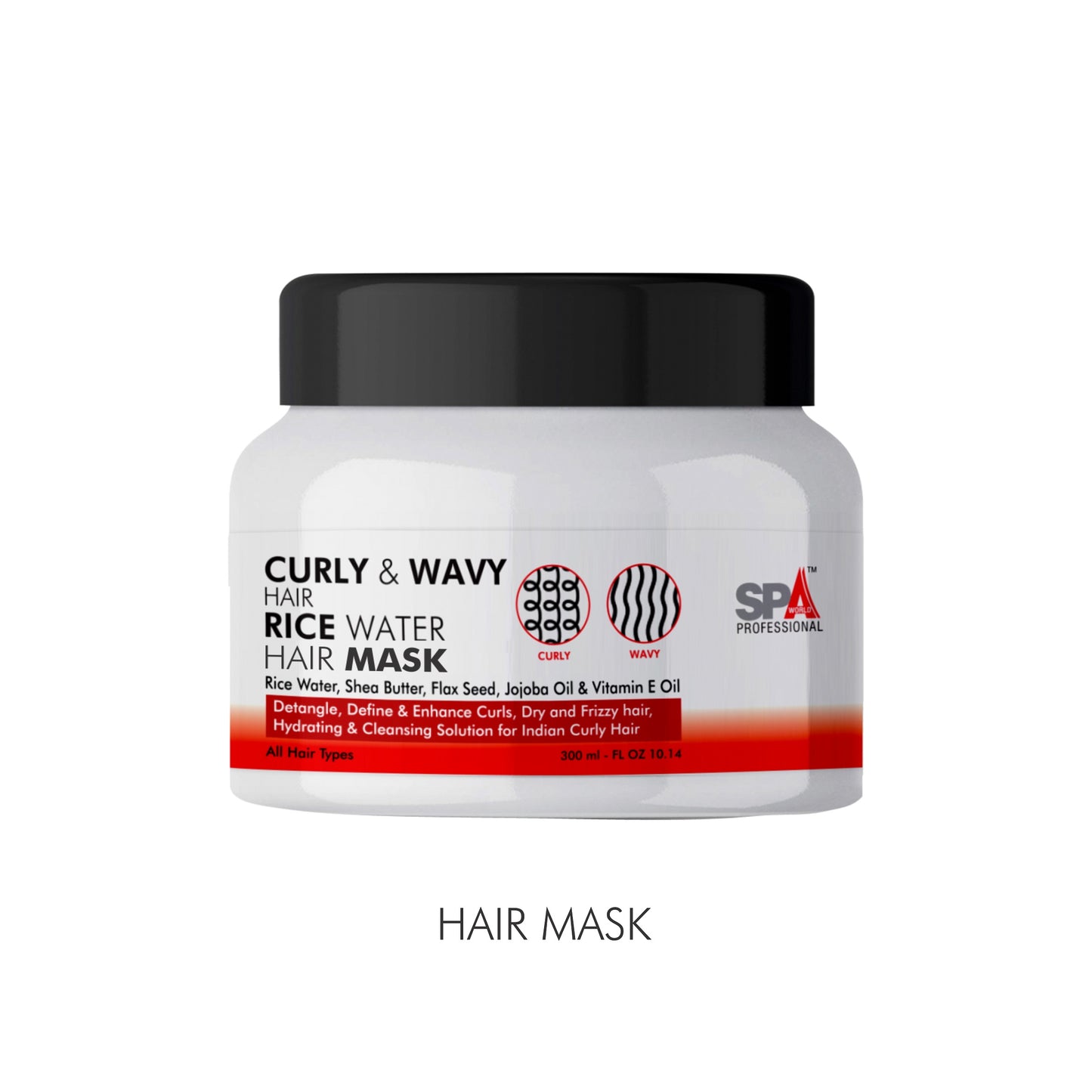 Curly & Wavy Hair Rice Water Hair Mask- Define & Enhance Curls, Hydrating & Cleansing Solution for Curly Hair-300ml