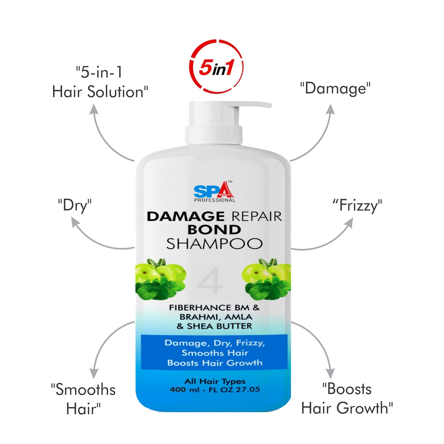 Damage repair hair Bond Shampoo - Damage, Dry, Frizzy, Smooths Hair, Boosts Hair Growth-400ml