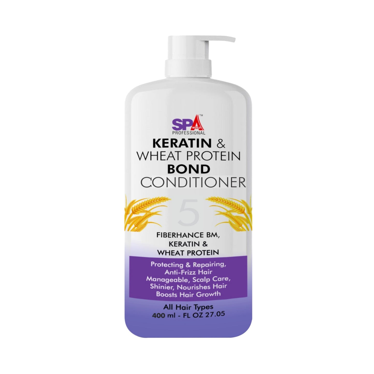 Keratin & Wheat Protein Bond Conditioner - Protecting & Repairing, Anti-Frizz Hair, Manageable & Shinier-400ml