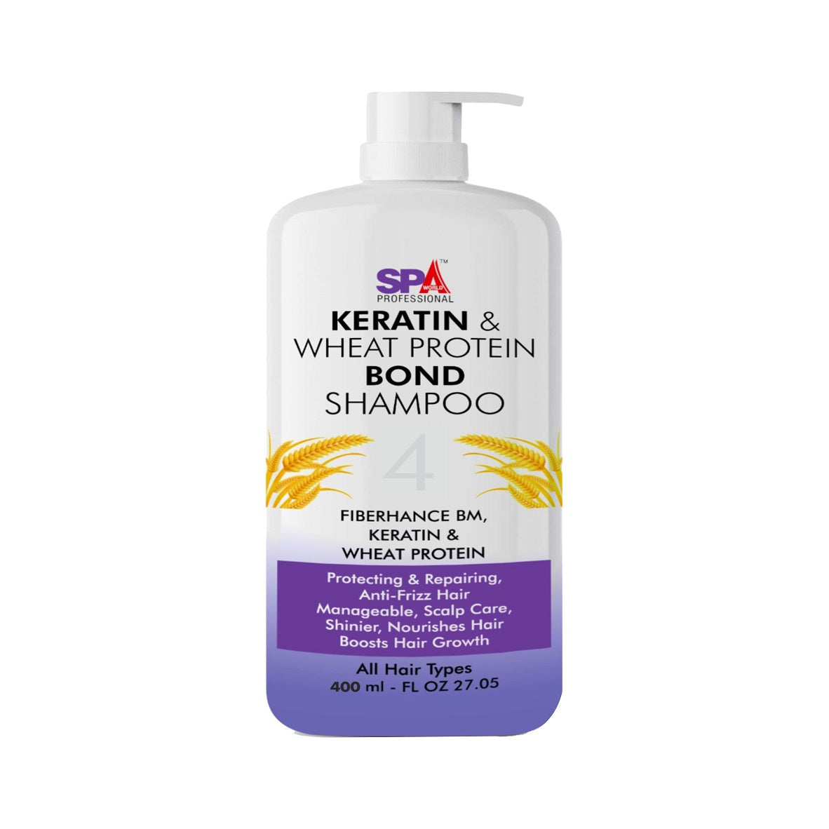 Keratin & Wheat Protein Bond Shampoo- Protecting & Repairing, Anti-Frizz Hair, Manageable, Nourishes Hair, Boosts Hair Growth-400ml