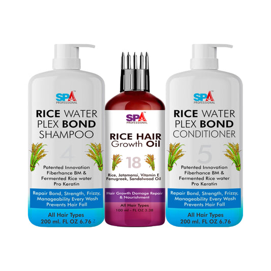 Rice Water Bond Shampoo+ Conditioner & Hair Oil+ Instant Damage Repair, Frizz Free Hair, Anti Hair Fall, Sulphate & Parabens Free-500ml