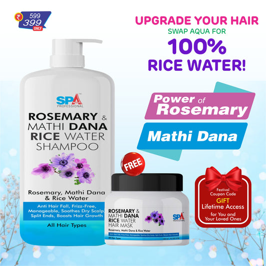 Rosemary &Mathi Dana Rice Water Anti Hair Fall Bond Shampoo 400ml & Hair Mask 100ml - Frizz-Free, Soothes Dry Scalp, Boosts Hair Growth