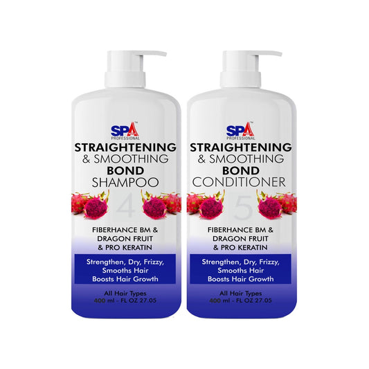 Straightening & Smoothing Bond Shampoo 400ML & Conditioner 400ML - Strengthen, Dry, Frizzy, Smooths Hair, Boosts Hair Growth