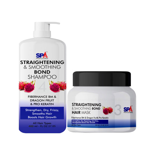 Straightening & Smoothing Bond Shampoo 400ml & Hair Mask 200ml - Strengthen, Dry, Frizzy, Smooths Hair, Boosts Hair Growth