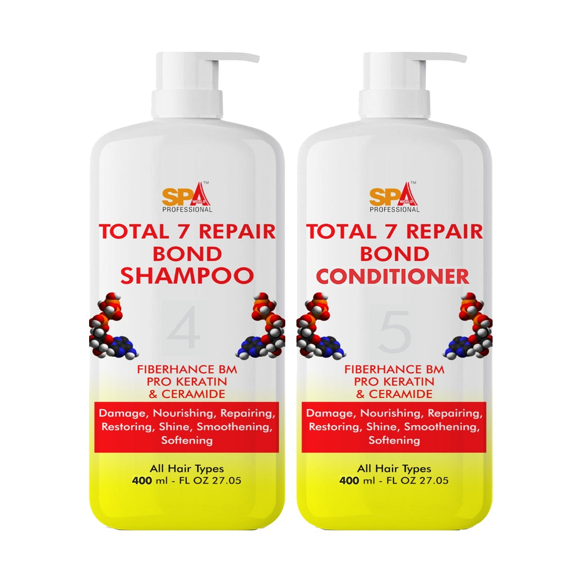 Total Repair 7 Bond Hair Shampoo 400 & Hair Conditioner 400- Damage, Nourishing, Repairing, Restoring, Shine, Smoothening, Softening