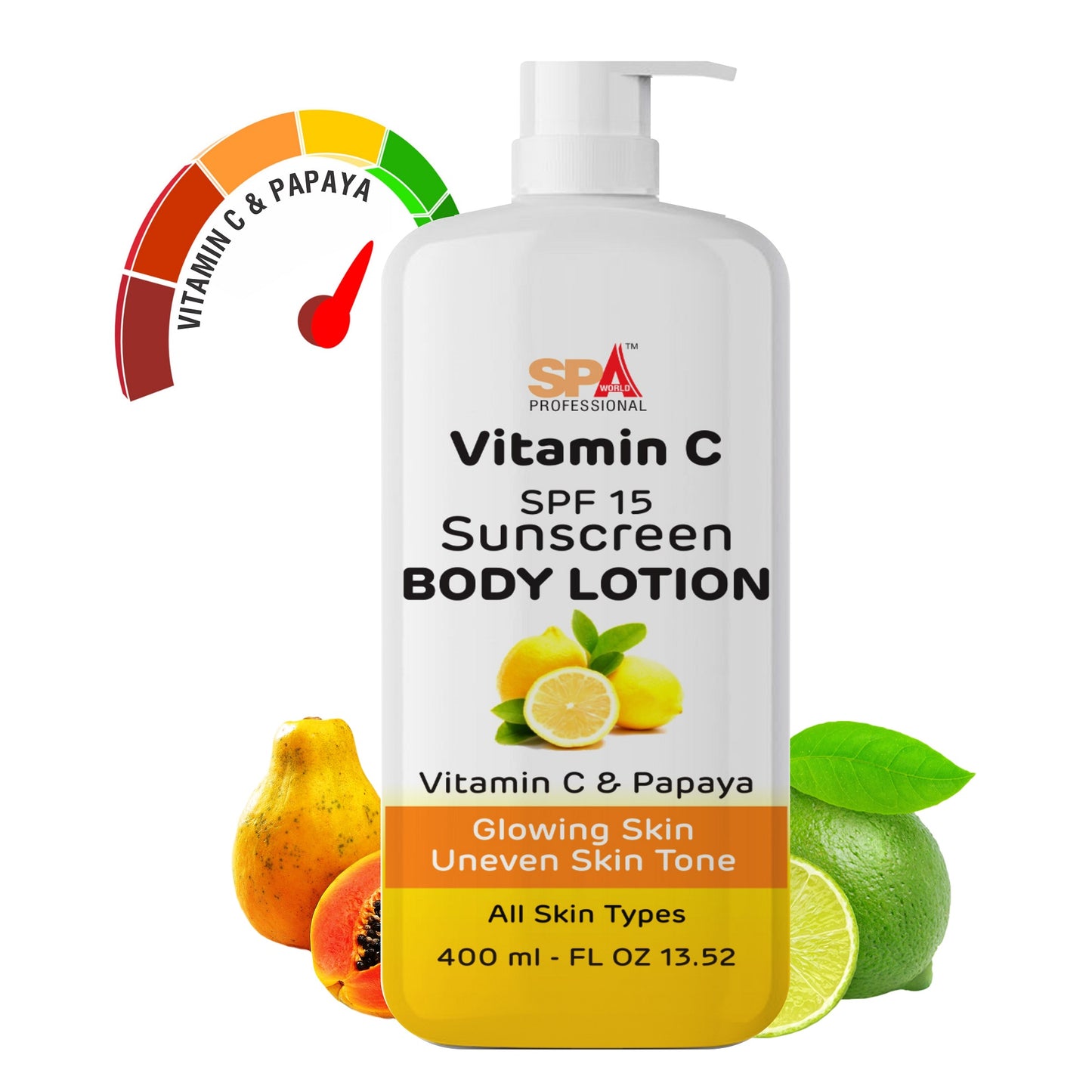 Vitamin C Body Lotion with SPF 15 - 400ml- Vitamin C & Papaya - Glowing Skin & Moisturization-400ml