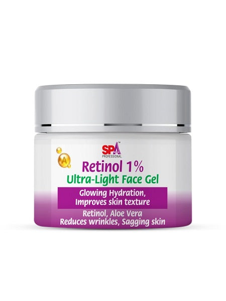 Retinol1% Ultra-Light Face Gel Oil-Free-Glowing Hydration, Reduces wrinkles, Sagging Skin-Retinol, Aloe Vera-50ml (Frosted glass jar)