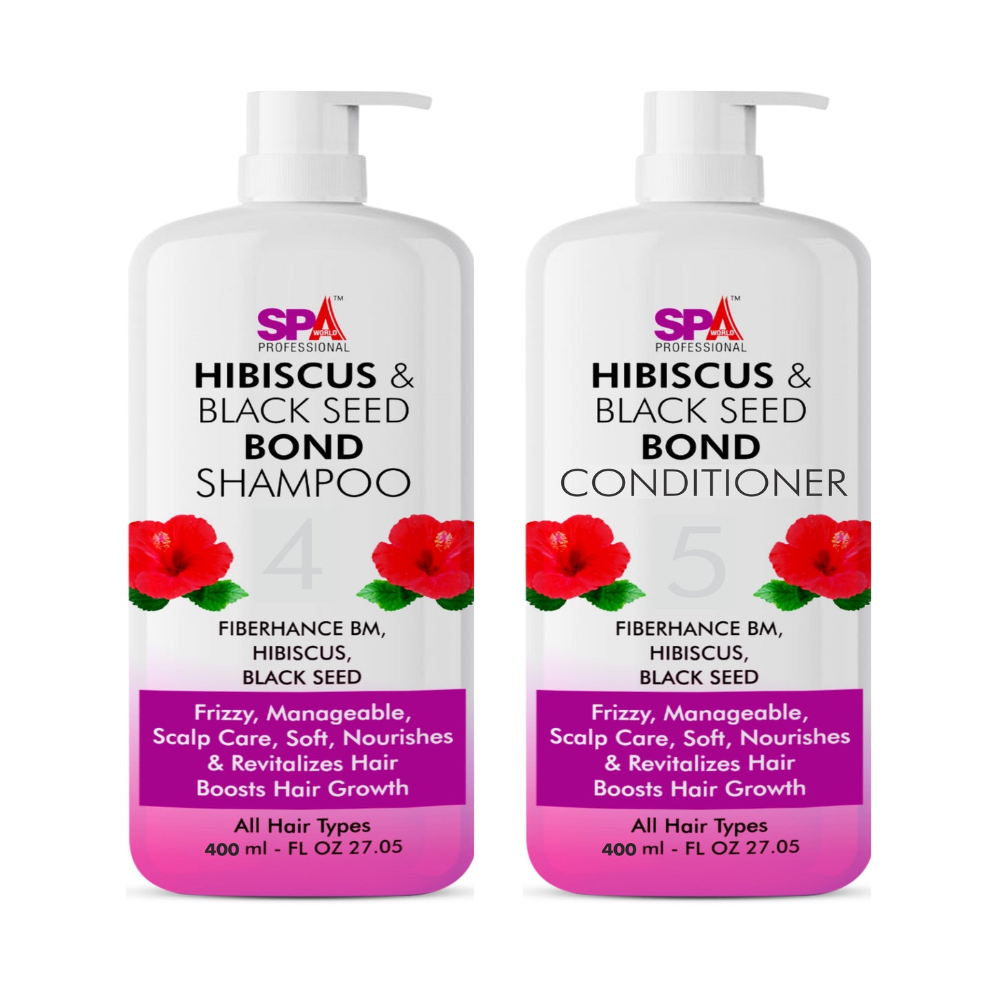 Hibiscus & Black Seed Bond Shampoo 400ML & Conditioner 400ML For Frizz-Free, Scalp-Caring, Boosted Growth!